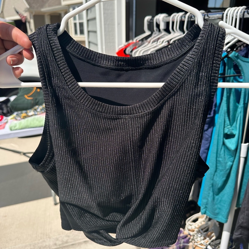 Aerie Black Ribbed Sleeveless Top